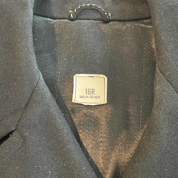 Vtg Navy Peacoat Wool Jacket Lined Button-Up 16Reg Dbl Breasted Military Issue - Picture 3 of 7